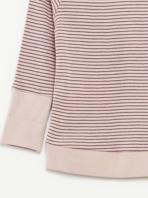 Ensemble de pyjama long t-shirt + pantalon à rayures - 2 pièces - Kiabi
