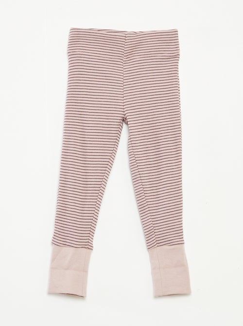 Ensemble de pyjama long t-shirt + pantalon à rayures - 2 pièces - Kiabi