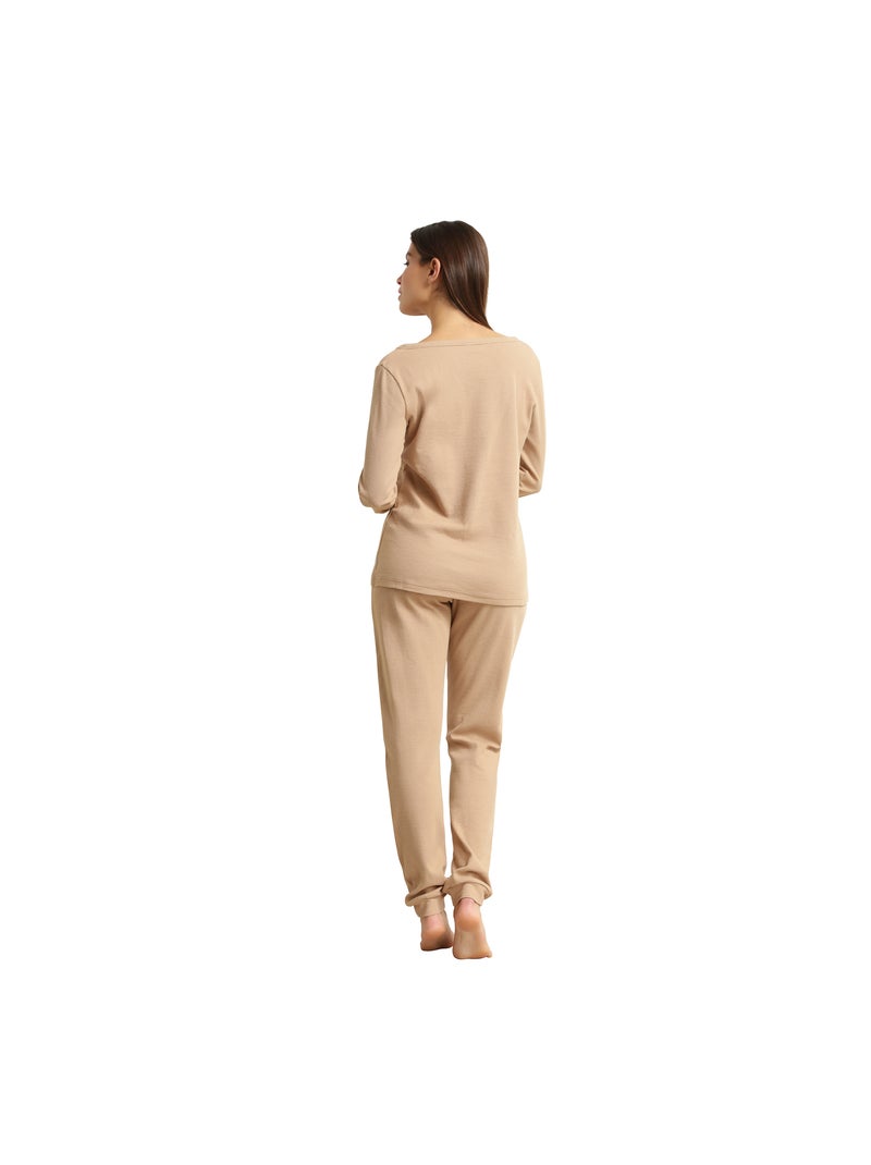 Ensemble de pyjama manches longues Cosy Time Beige foncé - Kiabi