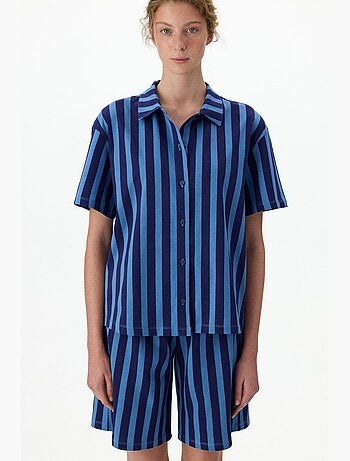 Ensemble de pyjama midnight à rayures, chemise à manches courtes et short penti