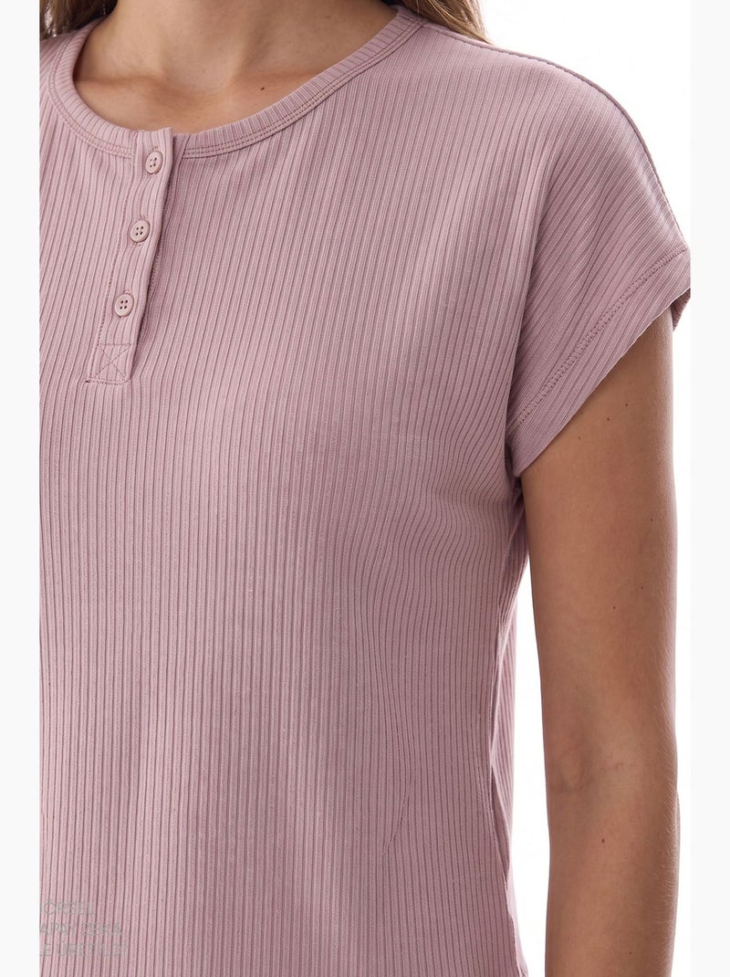 Ensemble de pyjama midnight côtelé à manches courtes penti Mauve - Kiabi