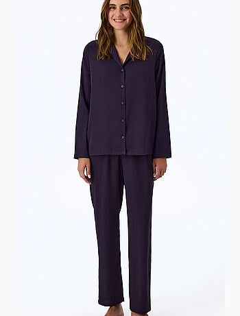 Ensemble de pyjama midnight en satin rayé, chemise et pantalon à manches longues penti