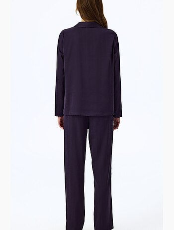 Ensemble de pyjama midnight en satin rayé, chemise et pantalon à manches longues penti