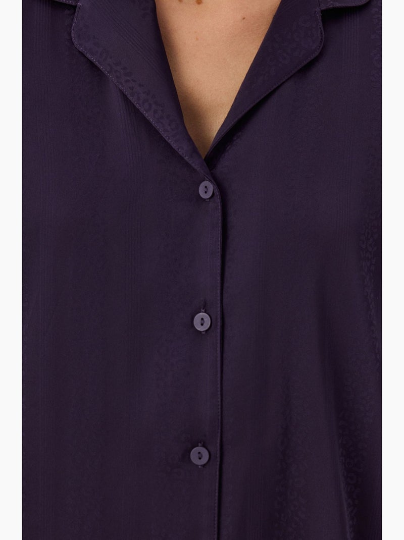 Ensemble de pyjama midnight en satin rayé, chemise et pantalon à manches longues penti Violet - Kiabi