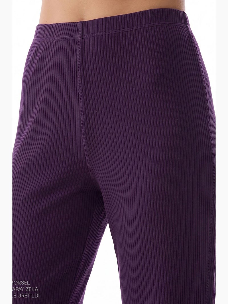 Ensemble de pyjama midnight mood côtelé à manches longues penti Violet - Kiabi