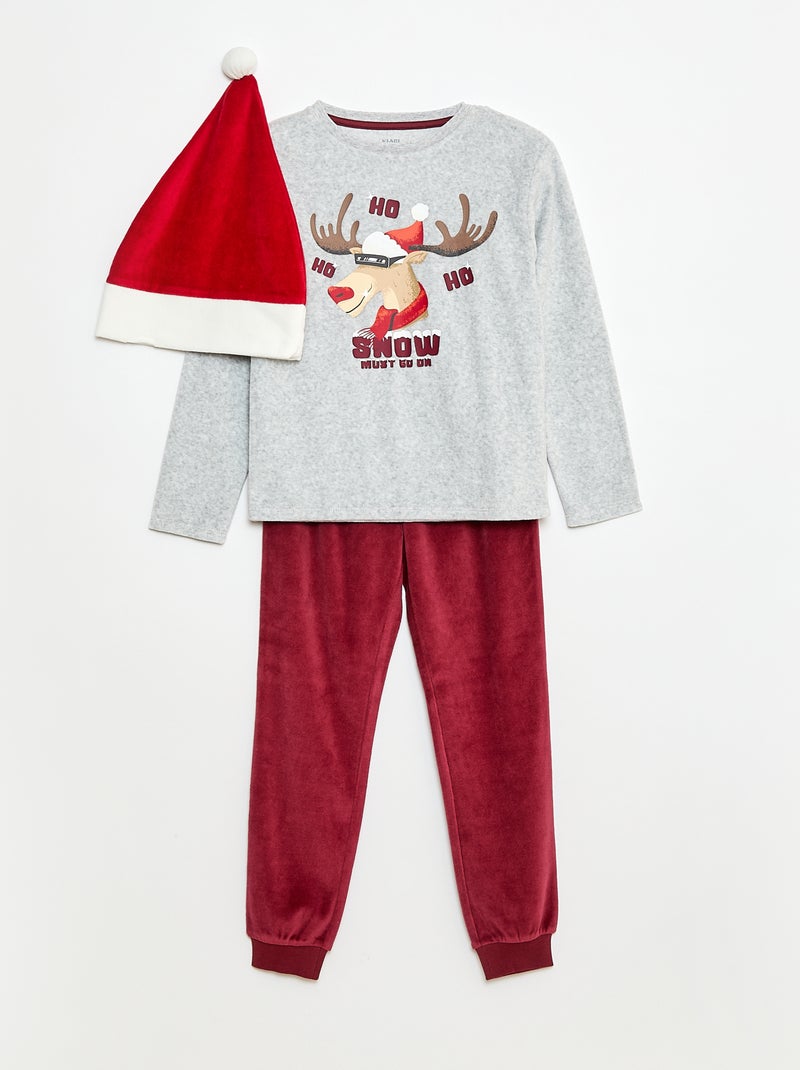Ensemble de pyjama Noël avec bonnet Gris Garçon Kiabi - Main Image