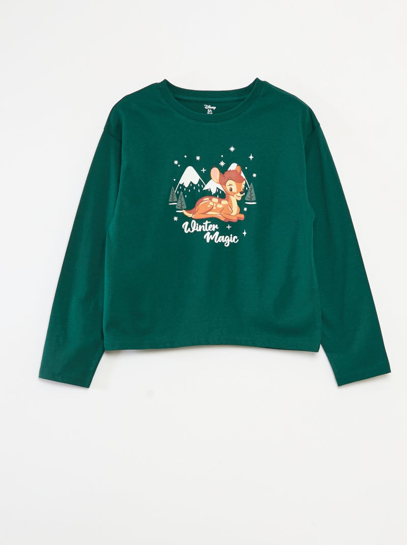 Ensemble de pyjama Noël 'Disney' 'Bambi' en jersey coton Vert - Kiabi