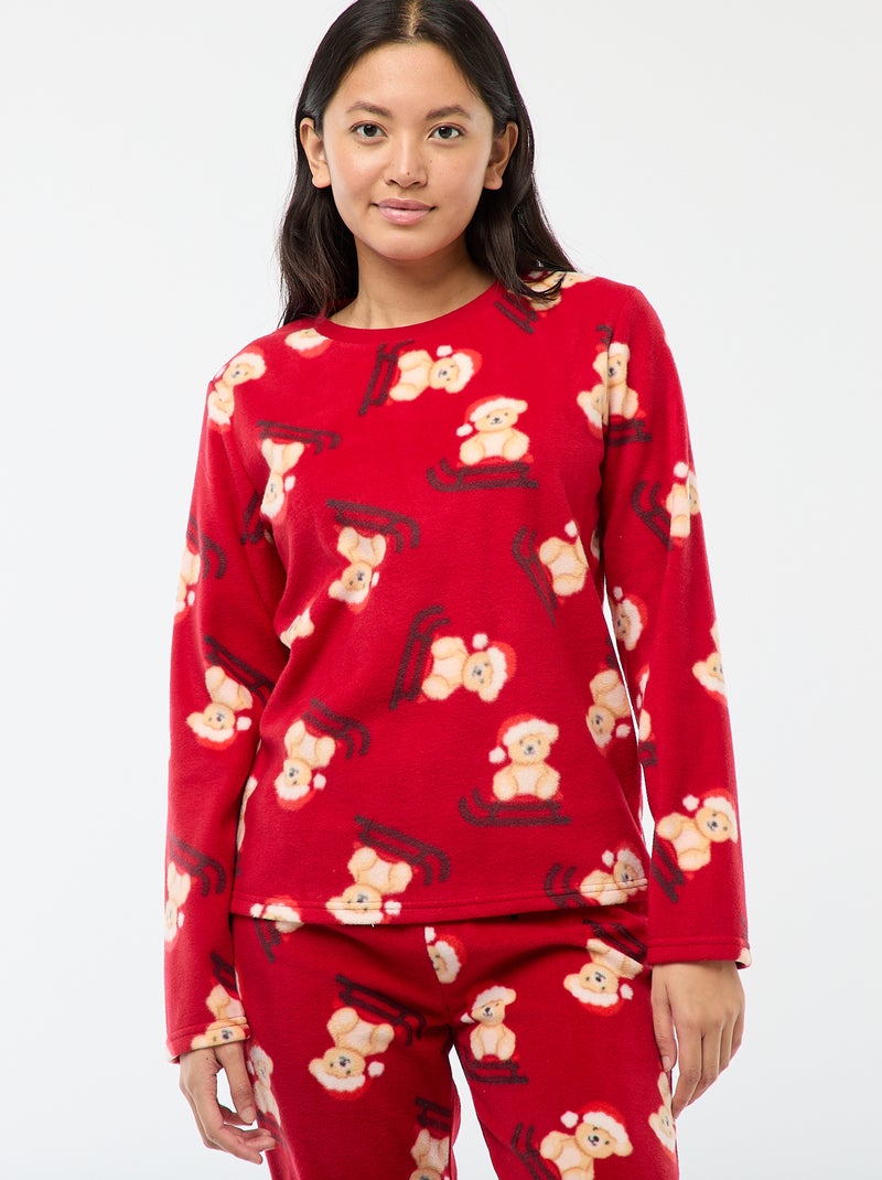 Ensemble de pyjama 'Noël' micropolaire Rouge - Kiabi