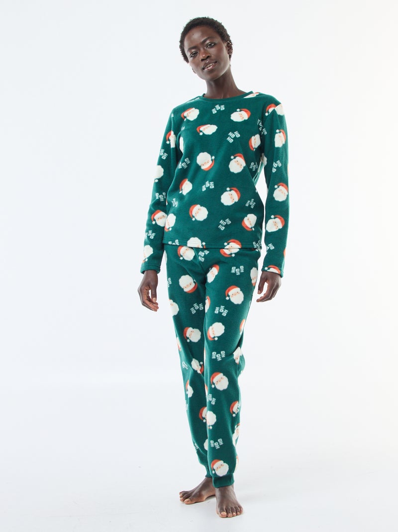 Ensemble de pyjama 'Noël' micropolaire Vert Femme Kiabi