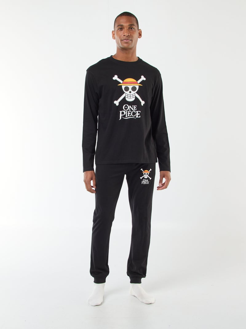 Ensemble de pyjama 'One piece' en coton Noir - Kiabi