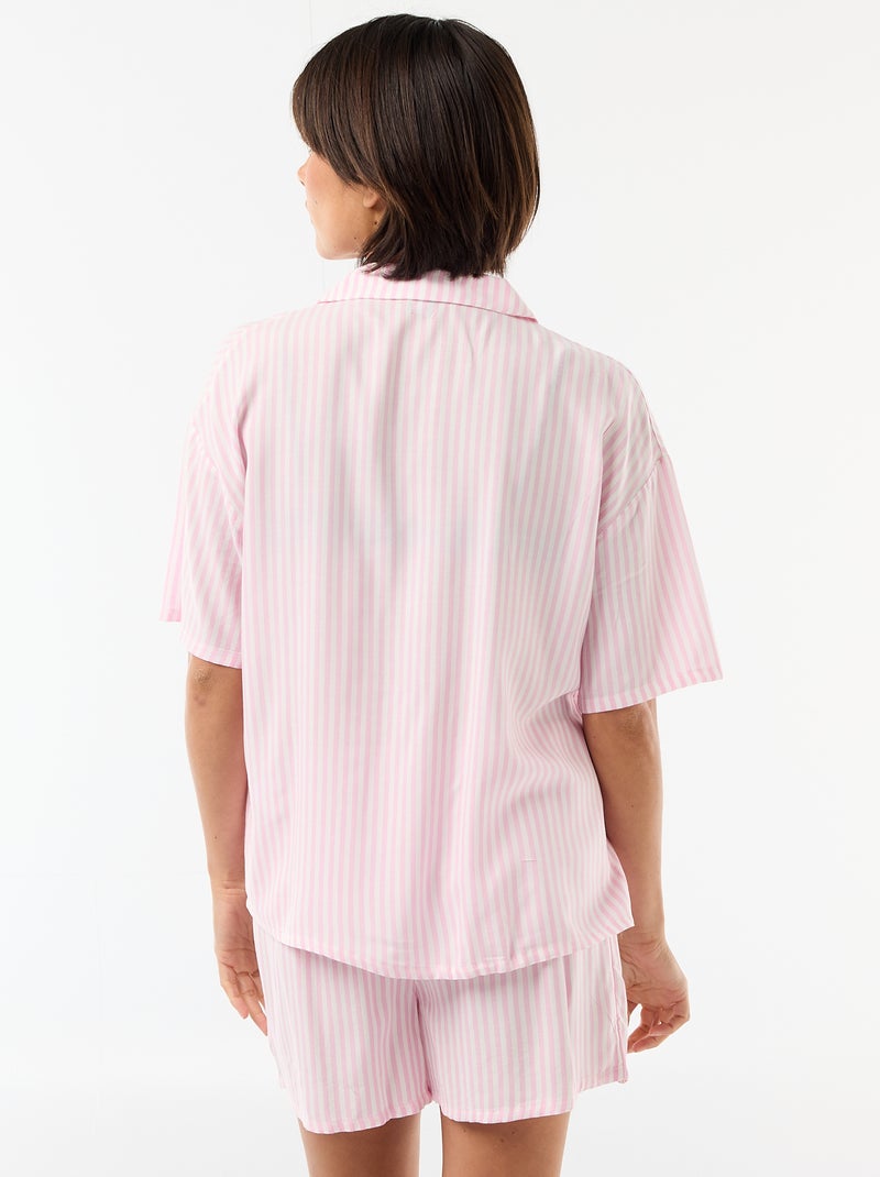 Ensemble de pyjama rayé haut + short Rose - Kiabi