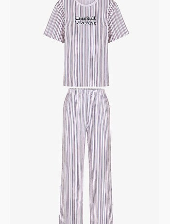 Ensemble de pyjama rayé vacation à manches courtes penti