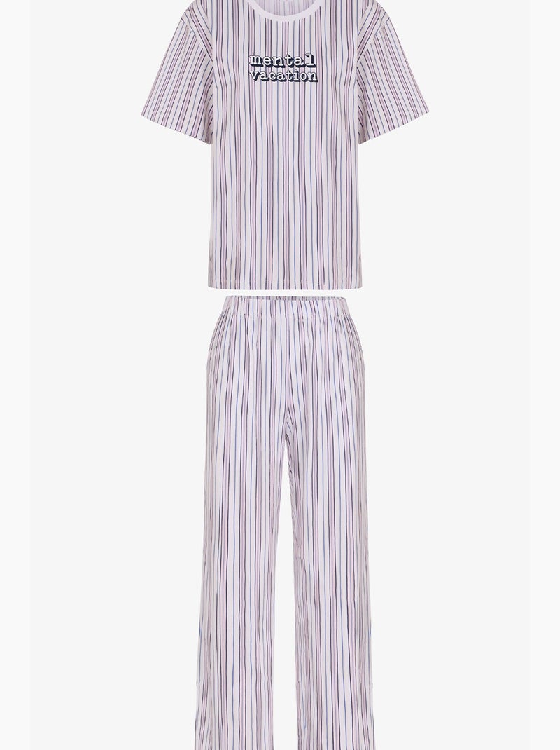 Ensemble de pyjama rayé vacation à manches courtes penti Multicolore - Kiabi