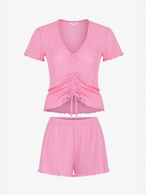 Ensemble de pyjama rosalie pointel à manches courtes et short penti - Kiabi Ensemble de pyjama rosalie pointel à manches courtes et short penti - Kiabi