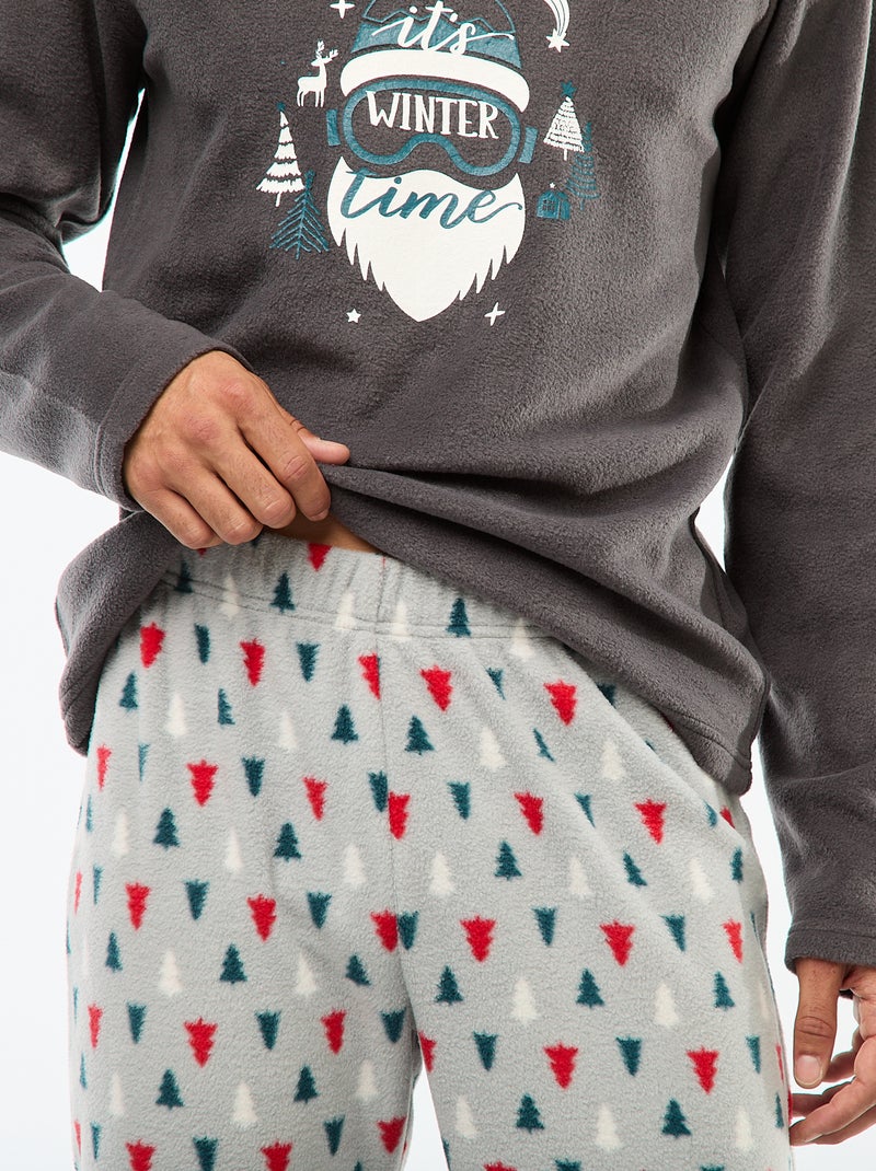Ensemble de pyjama sapin micropolaire Gris - Kiabi
