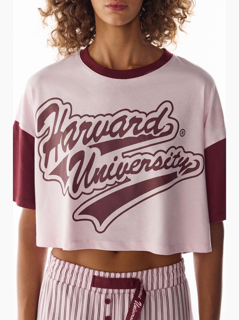 Ensemble de pyjama short à manches courtes harvard graffiti imprimé penti Rouge bordeaux - Kiabi