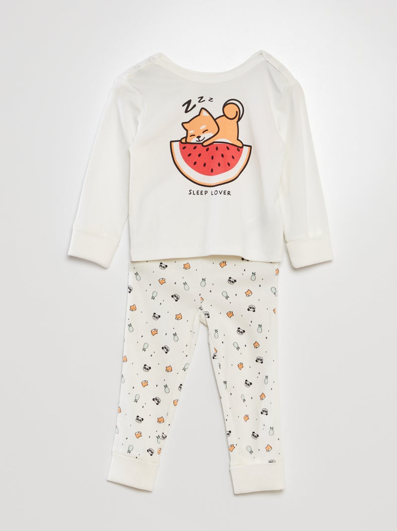 Ensemble de pyjama t-shirt + pantalon - 2 pièces Blanc - Kiabi