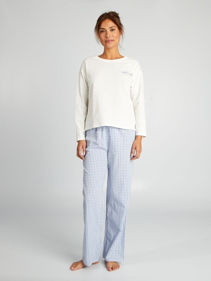 Ensemble de pyjama t-shirt + pantalon - 2 pièces Blanc - Kiabi