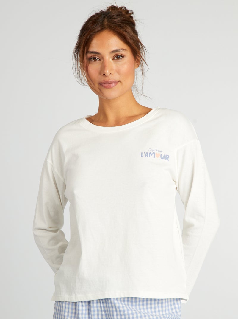 Ensemble de pyjama t-shirt + pantalon - 2 pièces Blanc - Kiabi