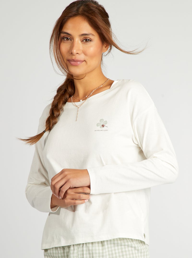 Ensemble de pyjama t-shirt + pantalon - 2 pièces Blanc/vert - Kiabi