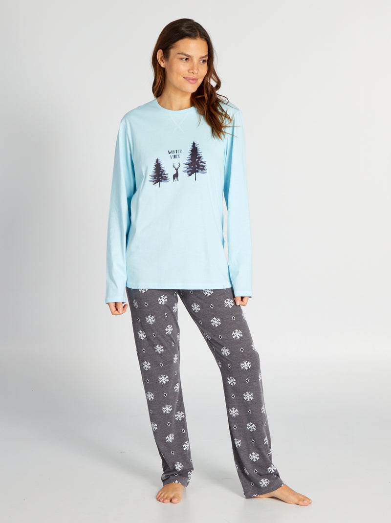 Ensemble de pyjama t-shirt + pantalon - 2 pièces Bleu - Kiabi