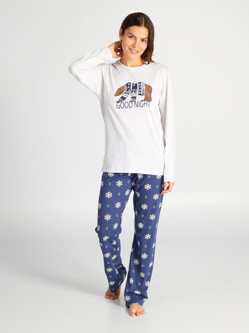Ensemble de pyjama t-shirt + pantalon - 2 pièces Gris - Kiabi
