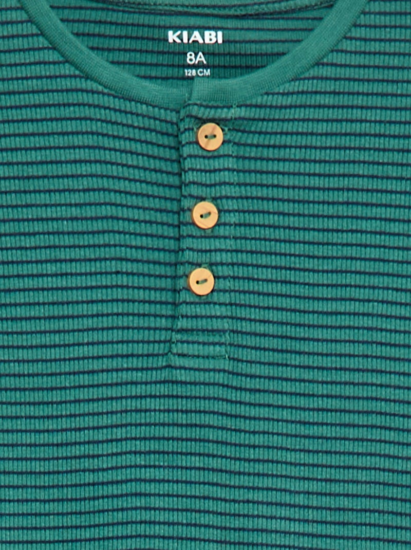 Ensemble de pyjama t-shirt + pantalon côtelés - 2 pièces Vert - Kiabi