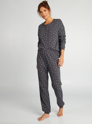 Ensemble de pyjama t-shirt + pantalon en maille pointelle - 2 pièces