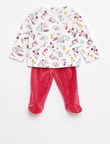 Ensemble de pyjama t-shirt + pantalon en polaire - 2 pièces