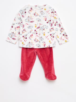 Ensemble de pyjama t-shirt + pantalon en polaire - 2 pièces