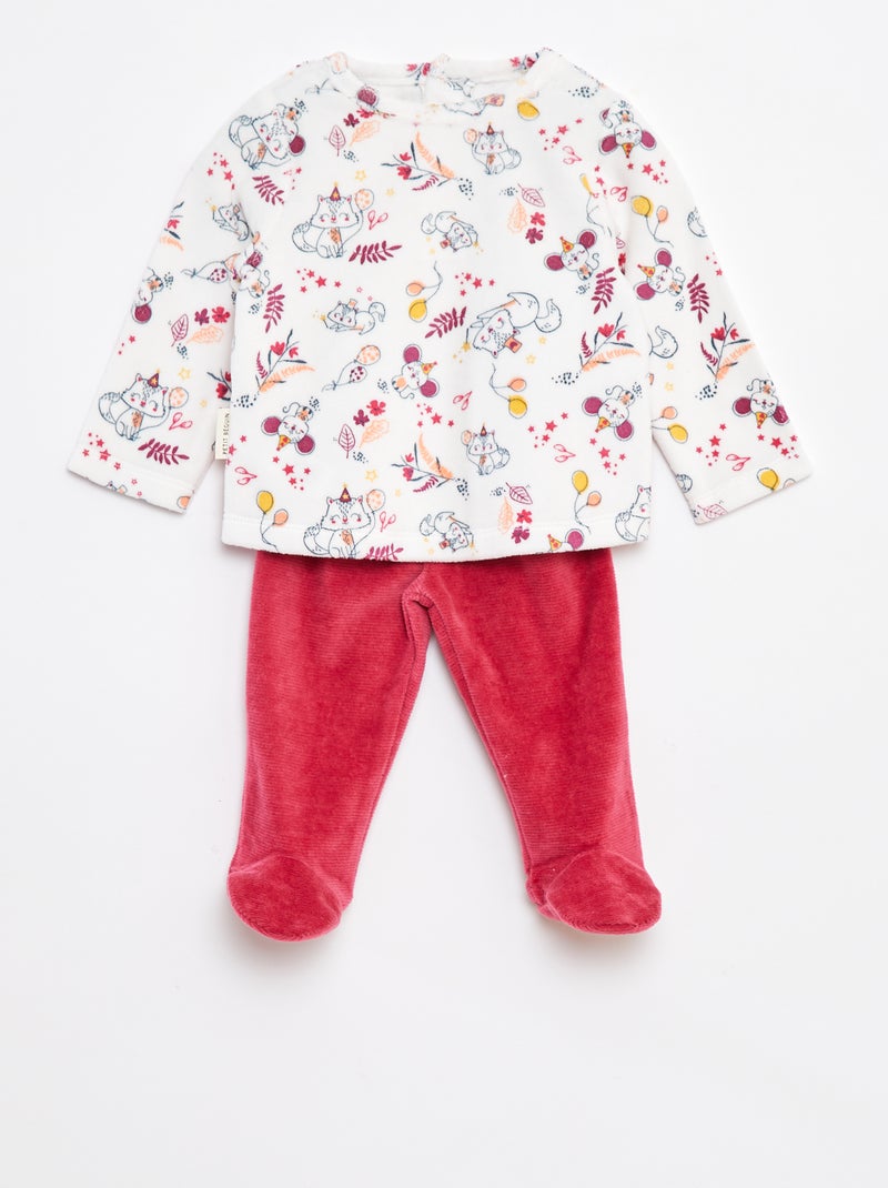 Ensemble de pyjama t-shirt + pantalon en polaire - 2 pièces Beige - Kiabi