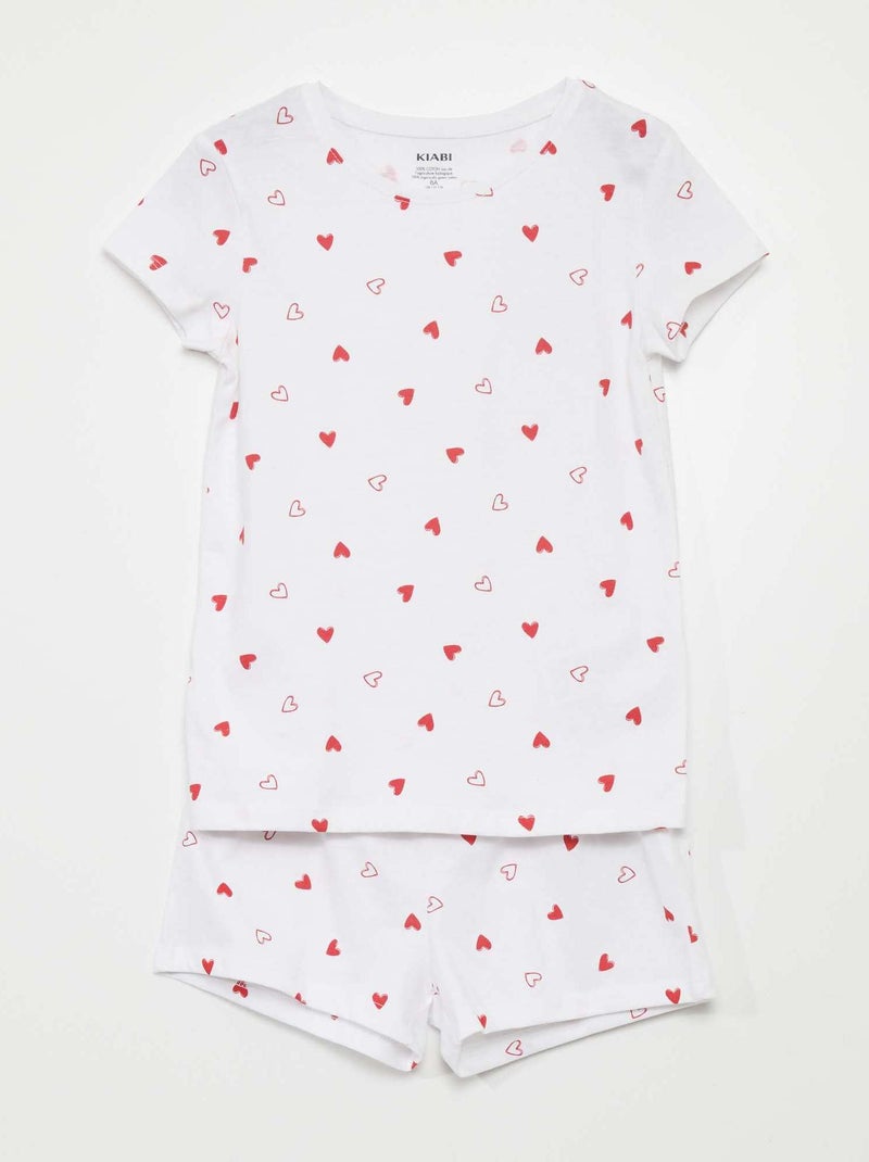 Ensemble de pyjama : T-shirt + short - 2 pièces Blanc - Kiabi