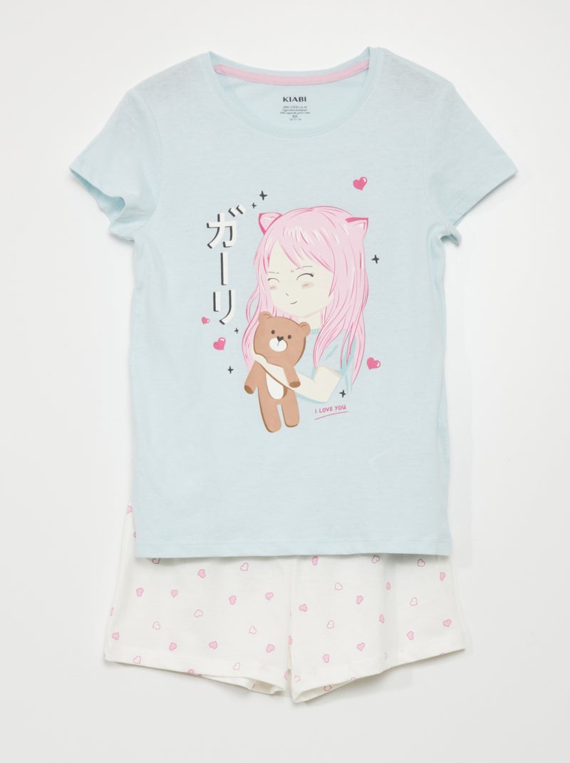 Ensemble de pyjama : T-shirt + short - 2 pièces Bleu - Kiabi
