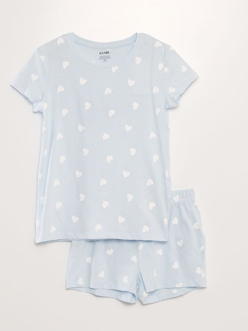 Ensemble de pyjama : T-shirt + short - 2 pièces Bleu clair - Kiabi