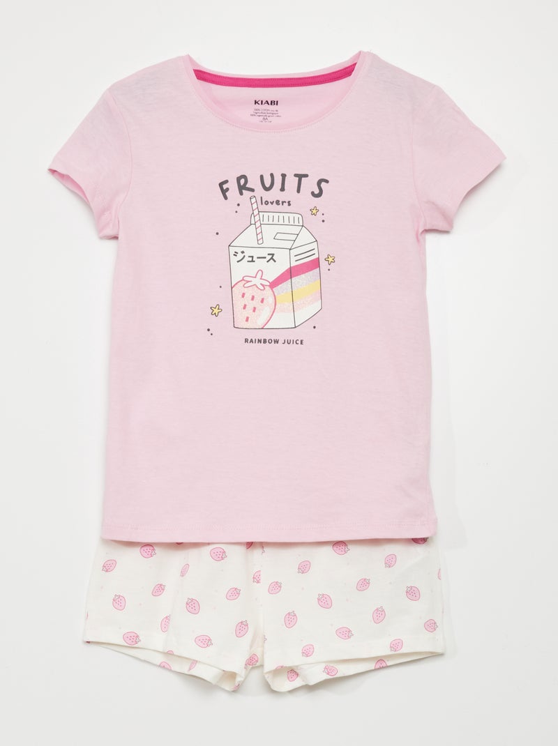 Ensemble de pyjama : T-shirt + short - 2 pièces Rose - Kiabi
