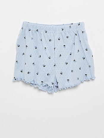 Ensemble de pyjama t-shirt + short en maille pointelle - 2 pièces