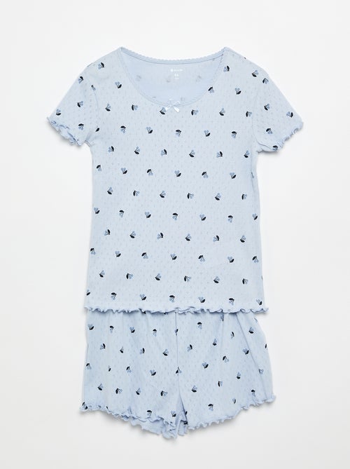 Ensemble de pyjama t-shirt + short en maille pointelle - 2 pièces - Kiabi