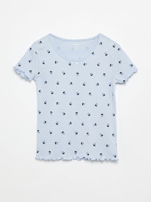 Ensemble de pyjama t-shirt + short en maille pointelle - 2 pièces - Kiabi