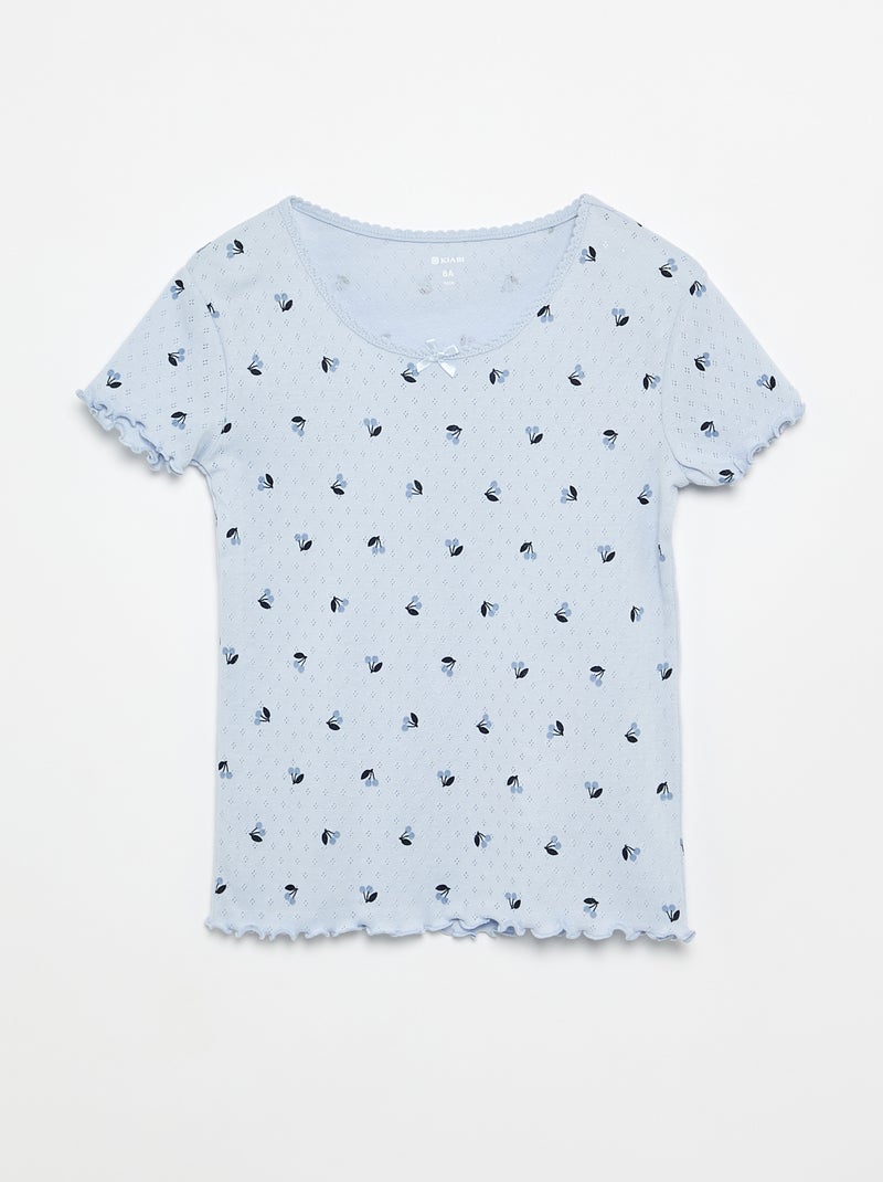 Ensemble de pyjama t-shirt + short en maille pointelle - 2 pièces Bleu - Kiabi