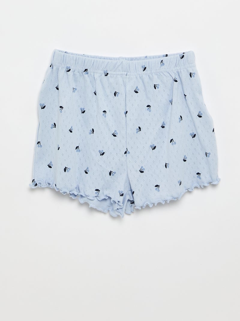 Ensemble de pyjama t-shirt + short en maille pointelle - 2 pièces Bleu - Kiabi