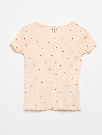 Ensemble de pyjama t-shirt + short en maille pointelle - 2 pièces