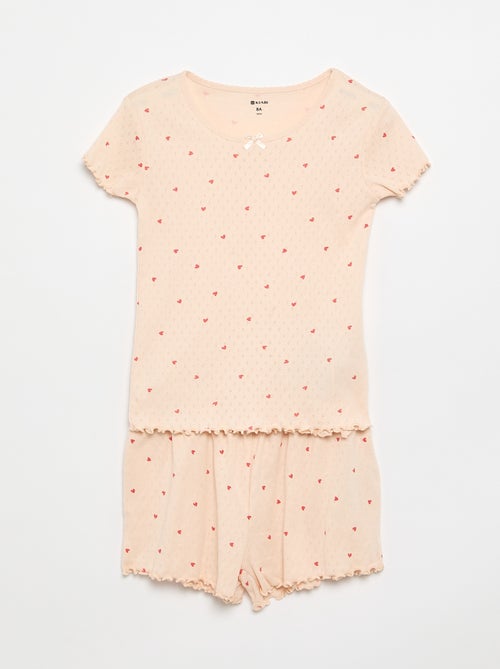 Ensemble de pyjama t-shirt + short en maille pointelle - 2 pièces - Kiabi