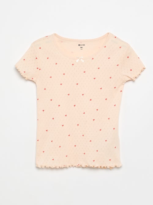 Ensemble de pyjama t-shirt + short en maille pointelle - 2 pièces - Kiabi