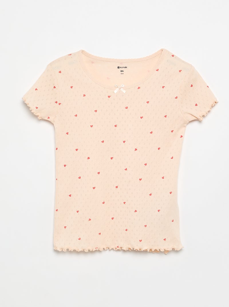 Ensemble de pyjama t-shirt + short en maille pointelle - 2 pièces Rose - Kiabi