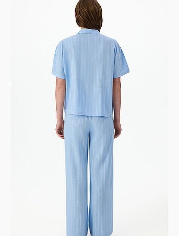 Ensemble de pyjama vacation rayé, chemise à manches courtes et pantalon penti