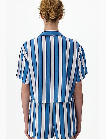 Ensemble de pyjama vacation rayé, chemise à manches courtes et short penti