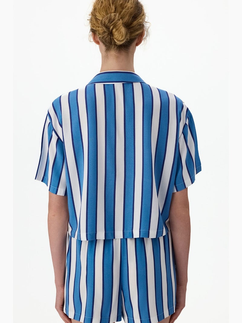 Ensemble de pyjama vacation rayé, chemise à manches courtes et short penti Blanc Bleu - Kiabi