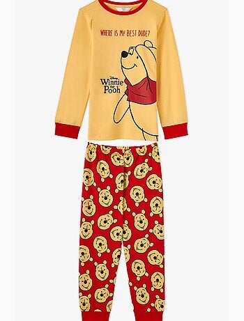 Ensemble de pyjama winnie l'ourson en coton à manches courtes pour fille penti