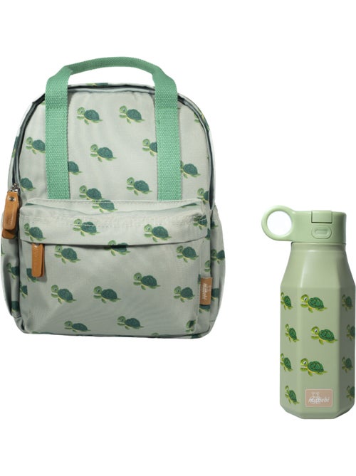 Ensemble de rentrée – Sac à dos en matière recyclée & gourde souple assortie (3-6 ans) -  Tortue - Kiabi