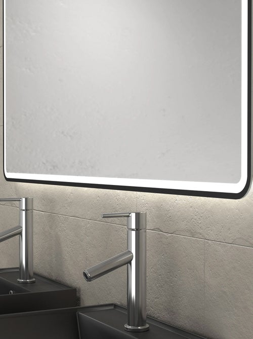 Ensemble de salle de bains avec 2 vasques et 1 miroir rectangulaires à led - Kiabi